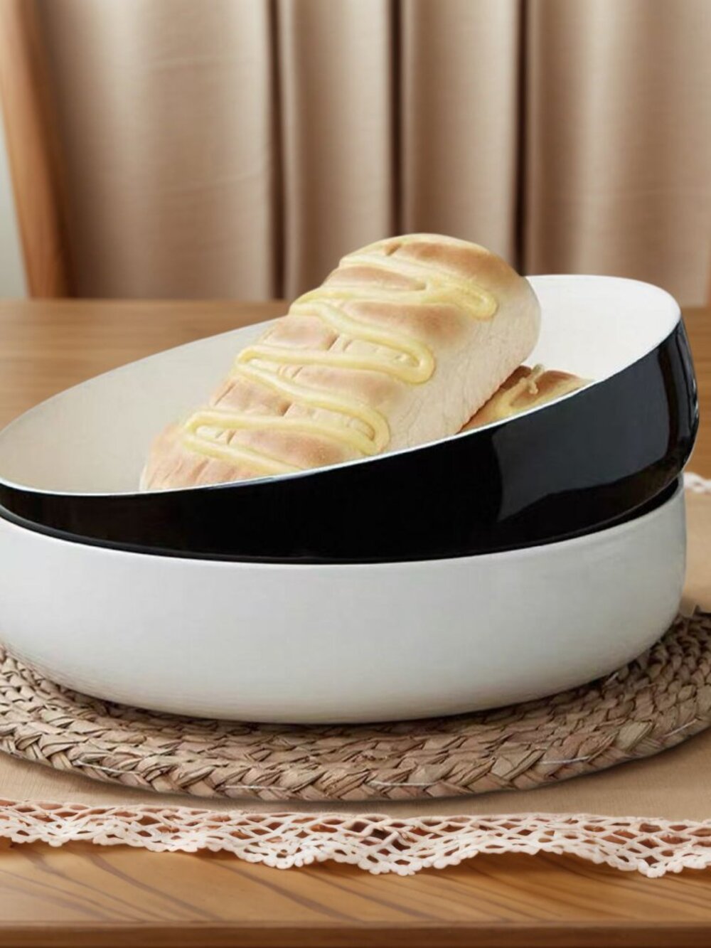 8 Inch Ceramic Serving Bowl, Large Snack & Bread Bowl for Fruit, Pastries, Salad